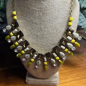 J. Crew Yellow and Gold Geometric Necklace Vintage beautiful
